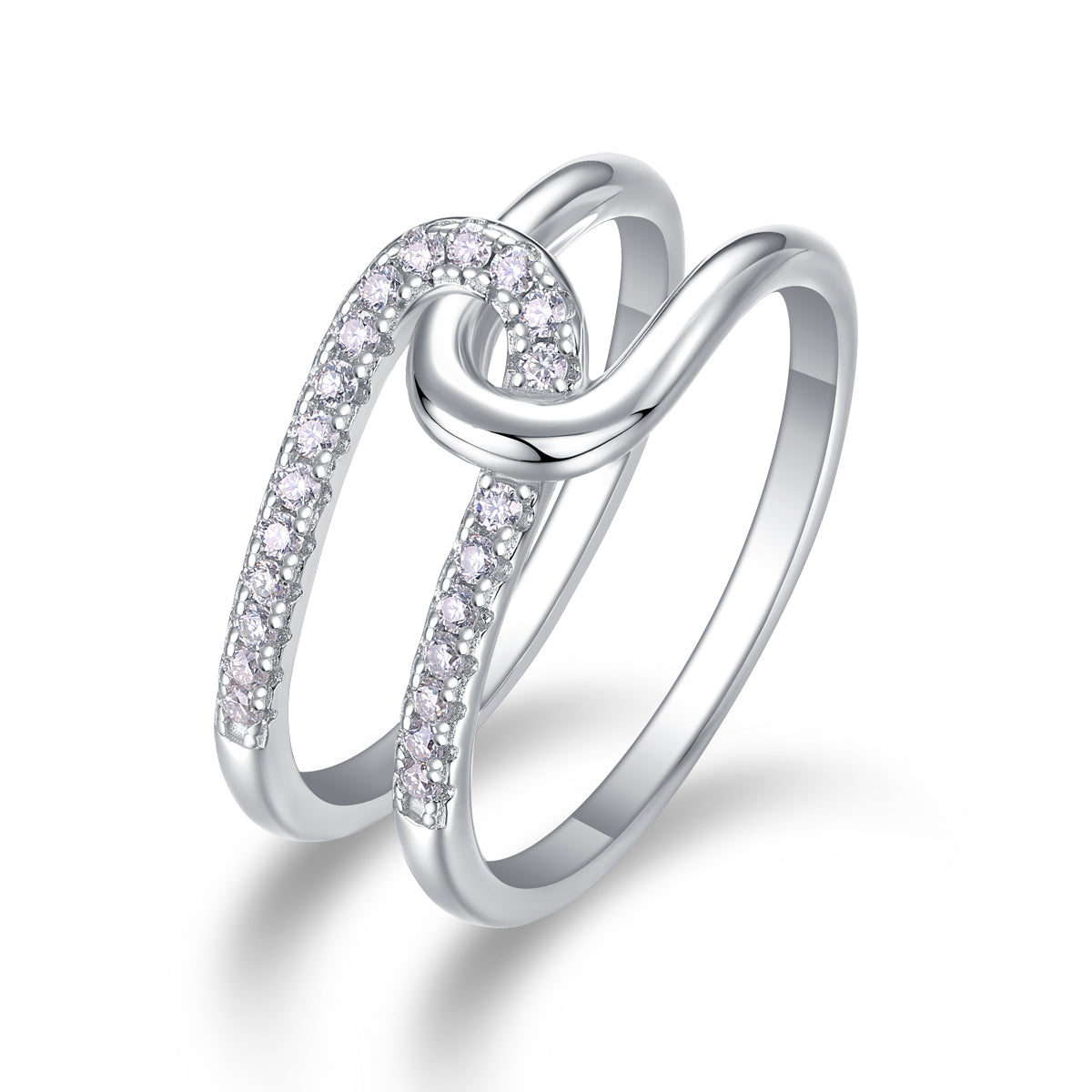 Interlocking - A Wedding Ring Set With Top-quality Moissanite S925 Silver And Platinum-plated Diamond Can Be Inspected With A Diamond Pen