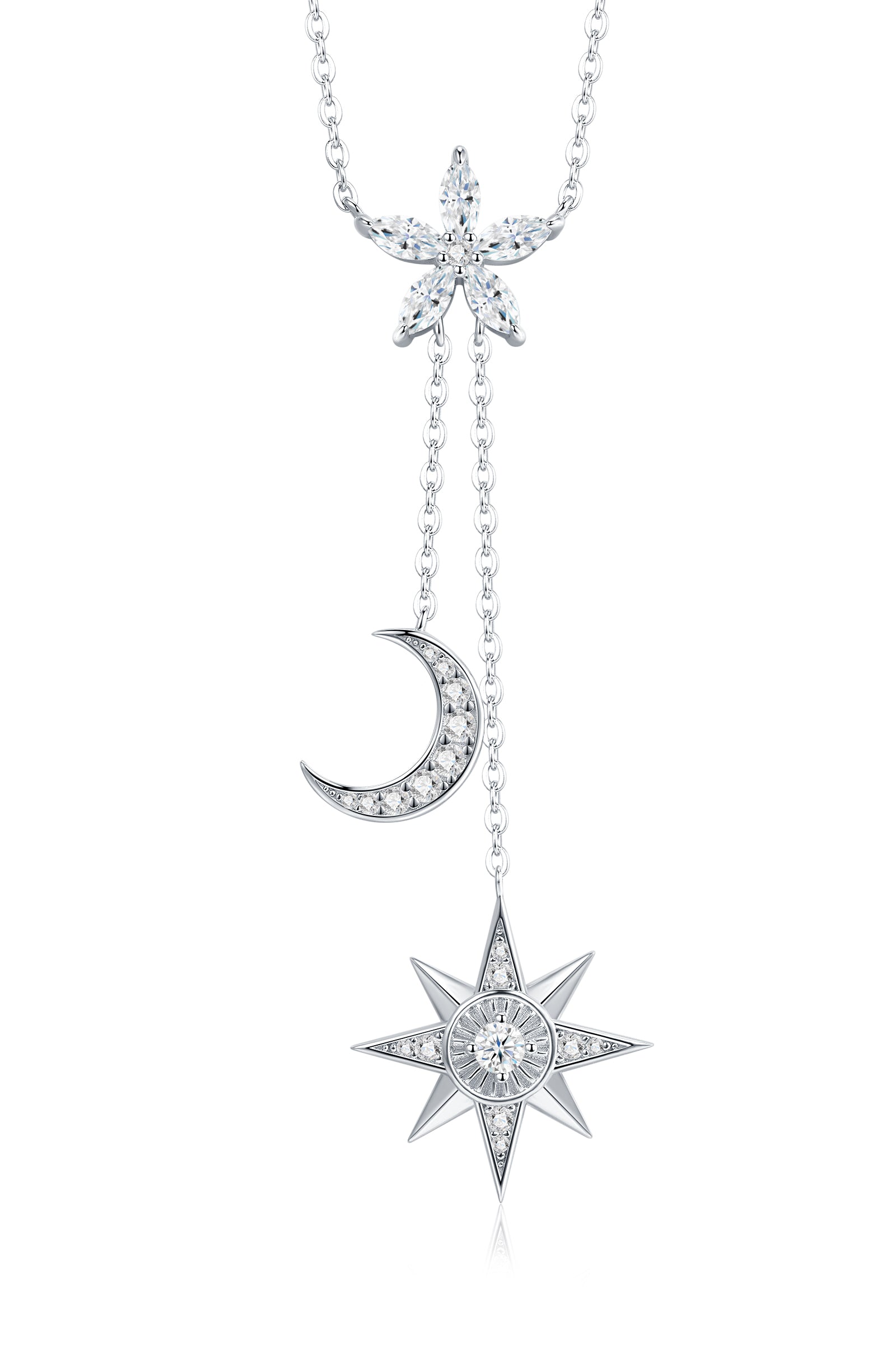 A Luxurious And Fashionable Minimalist Jewelry Pendant Necklace Set With Top-quality Moissanite, Made Of S925 Silver Electroplated With Platinum.