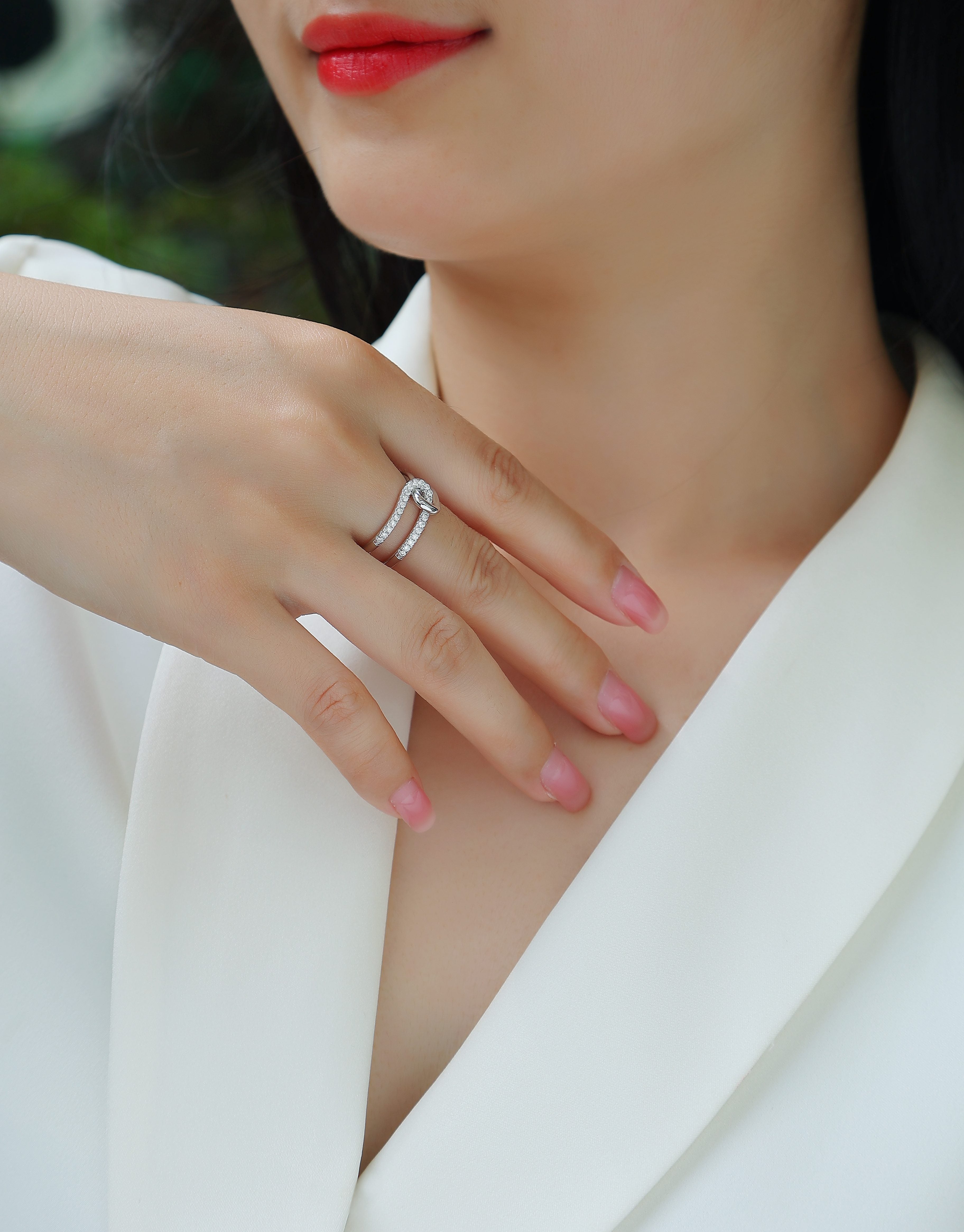 Interlocking - A Wedding Ring Set With Top-quality Moissanite S925 Silver And Platinum-plated Diamond Can Be Inspected With A Diamond Pen