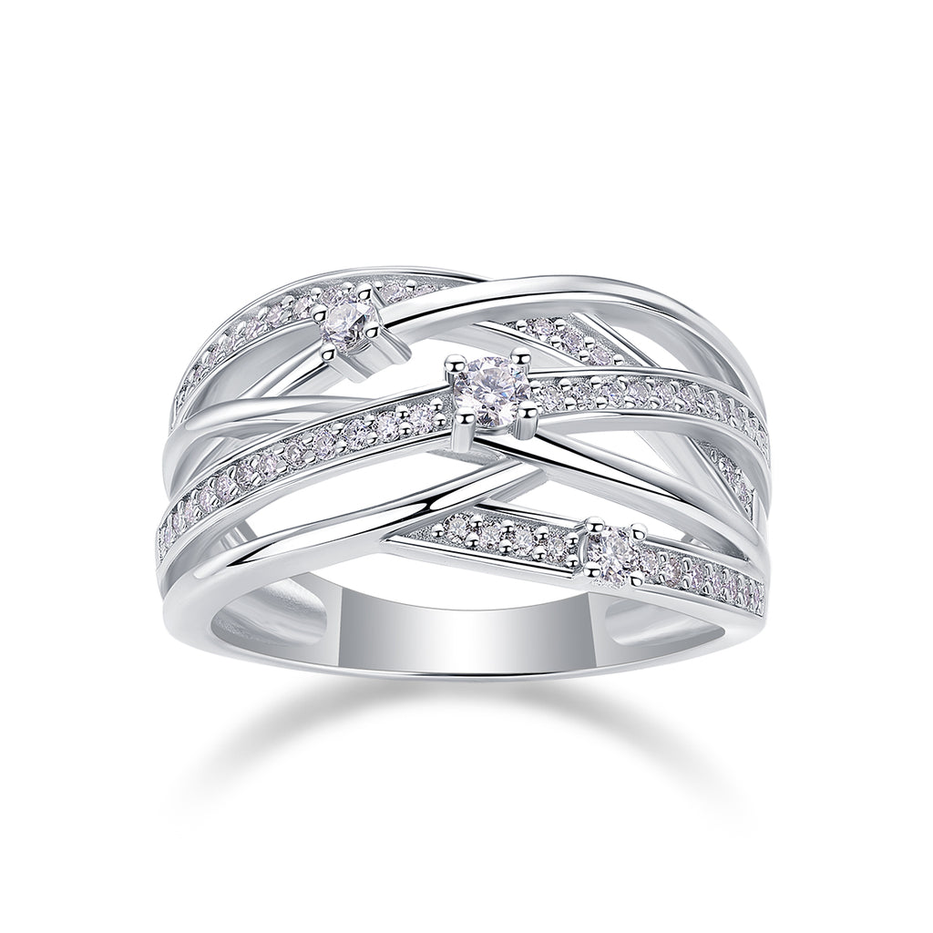 Diamond Shining - Set With Top-quality Moissanite S925, Silver And Platinum-plated Diamond Wedding Ring. The Ring Can Be Tested With A Diamond Pen In Yellow Gold And Rose Gold