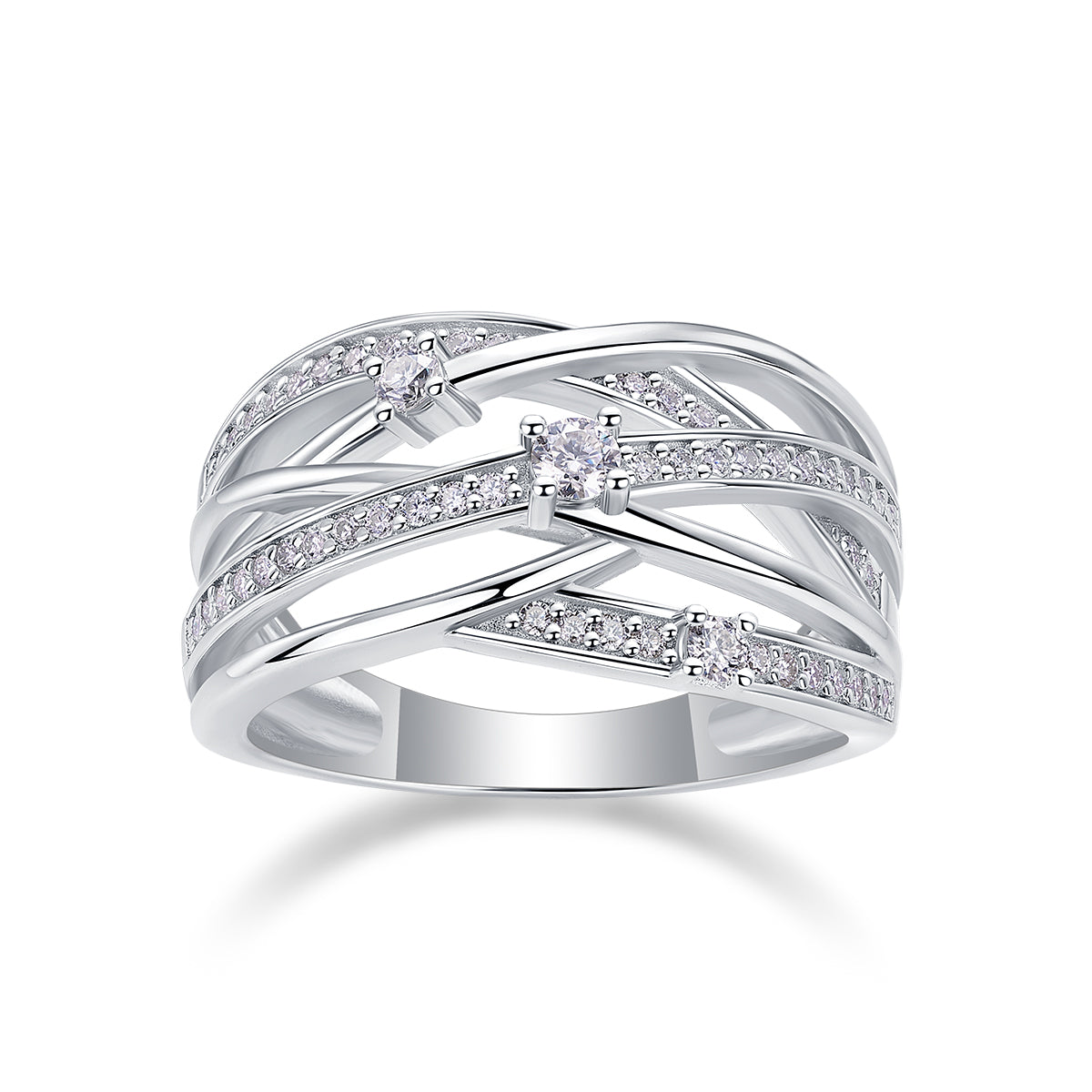 Diamond Shining - Set With Top-quality Moissanite S925, Silver And Platinum-plated Diamond Wedding Ring. The Ring Can Be Tested With A Diamond Pen In Yellow Gold And Rose Gold