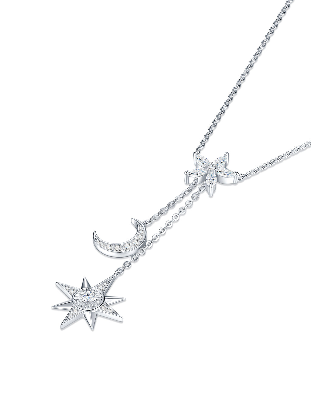 A Luxurious And Fashionable Minimalist Jewelry Pendant Necklace Set With Top-quality Moissanite, Made Of S925 Silver Electroplated With Platinum.