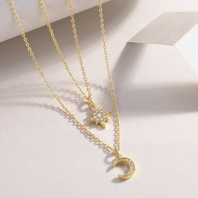 Engraved With Top-quality Moissanite, This Luxurious And Fashionable Minimalist Jewelry Set Includes A Necklace Pendant, A Collar Chain, And S925 Silver Electroplated With Gold.
