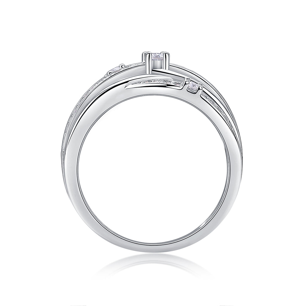 Diamond Shining - Set With Top-quality Moissanite S925, Silver And Platinum-plated Diamond Wedding Ring. The Ring Can Be Tested With A Diamond Pen In Yellow Gold And Rose Gold