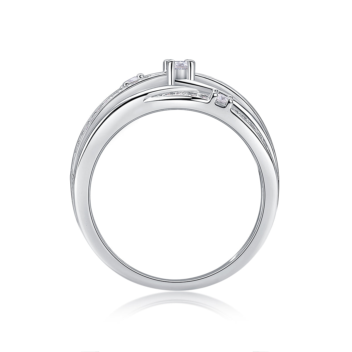 Diamond Shining - Set With Top-quality Moissanite S925, Silver And Platinum-plated Diamond Wedding Ring. The Ring Can Be Tested With A Diamond Pen In Yellow Gold And Rose Gold