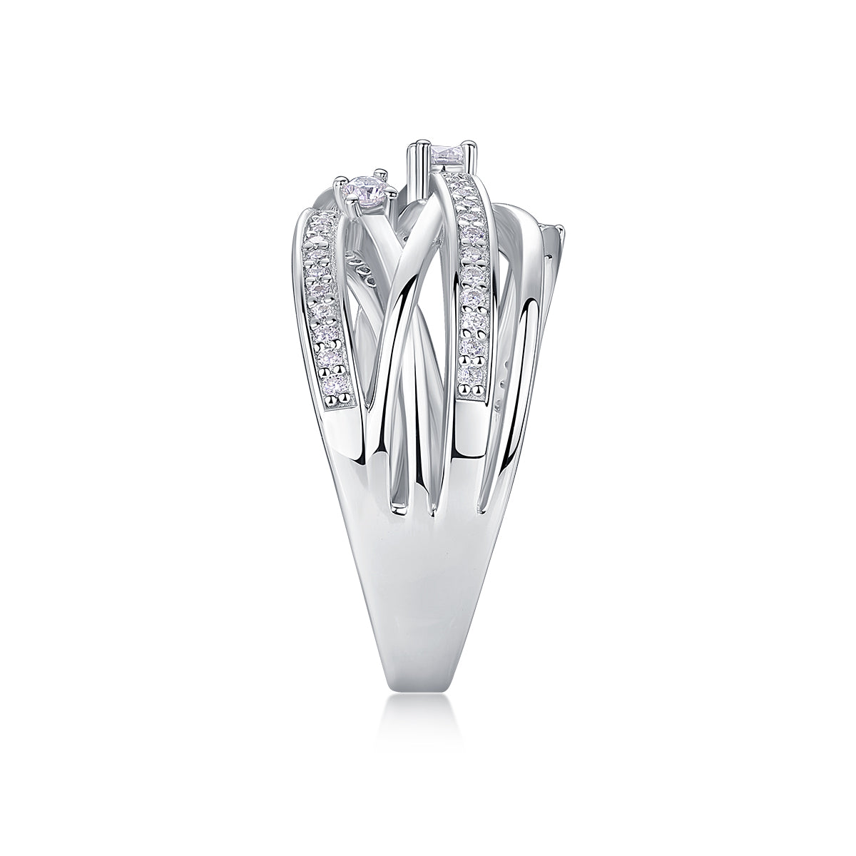 Diamond Shining - Set With Top-quality Moissanite S925, Silver And Platinum-plated Diamond Wedding Ring. The Ring Can Be Tested With A Diamond Pen In Yellow Gold And Rose Gold