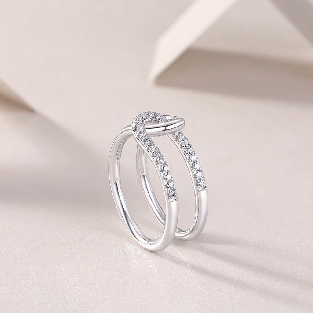 Interlocking - A Wedding Ring Set With Top-quality Moissanite S925 Silver And Platinum-plated Diamond Can Be Inspected With A Diamond Pen