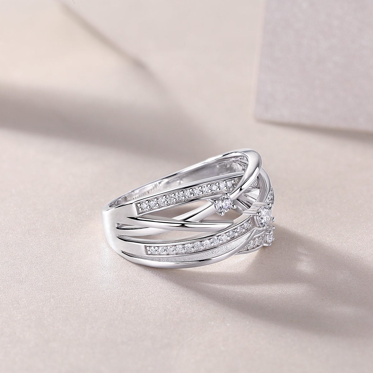 Diamond Shining - Set With Top-quality Moissanite S925, Silver And Platinum-plated Diamond Wedding Ring. The Ring Can Be Tested With A Diamond Pen In Yellow Gold And Rose Gold