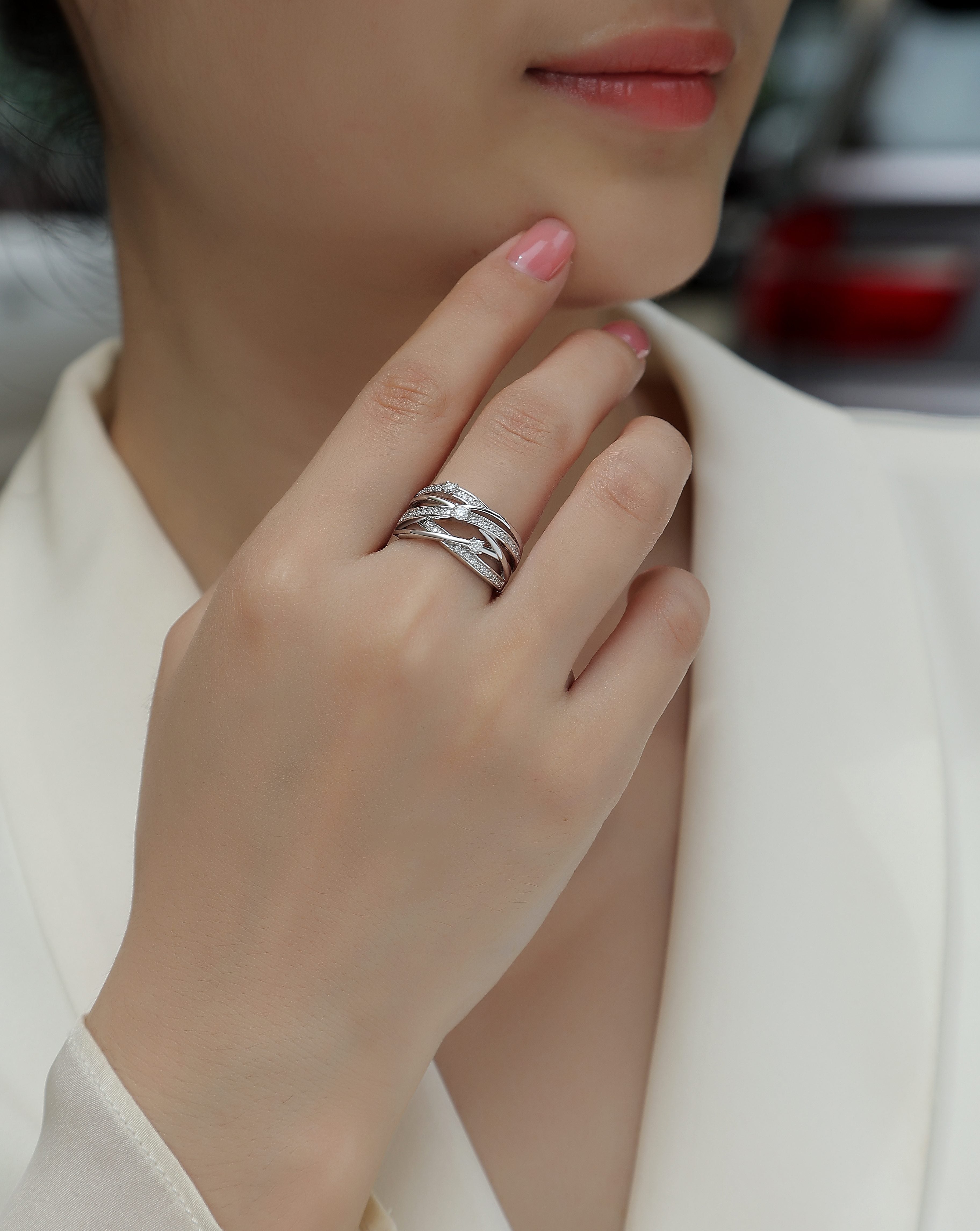 Diamond Shining - Set With Top-quality Moissanite S925, Silver And Platinum-plated Diamond Wedding Ring. The Ring Can Be Tested With A Diamond Pen In Yellow Gold And Rose Gold