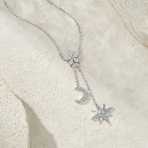 A Luxurious And Fashionable Minimalist Jewelry Pendant Necklace Set With Top-quality Moissanite, Made Of S925 Silver Electroplated With Platinum.