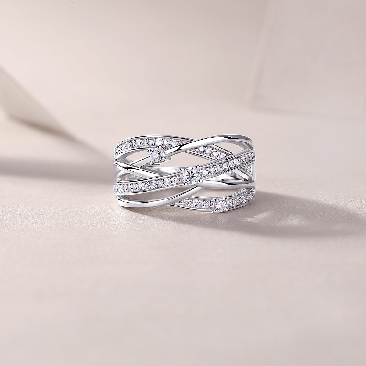Diamond Shining - Set With Top-quality Moissanite S925, Silver And Platinum-plated Diamond Wedding Ring. The Ring Can Be Tested With A Diamond Pen In Yellow Gold And Rose Gold